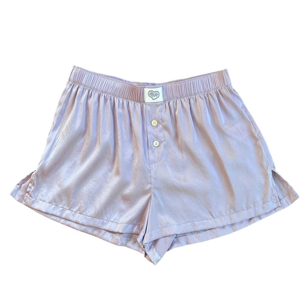 Alice + Olivia Silk Boxer Shorts Lilac Lavender Elastic Waist Casual Short XS